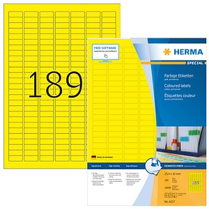 HERMA Etiketten 4237 gelb 25,4 x 10,0 mm, 100 Blatt