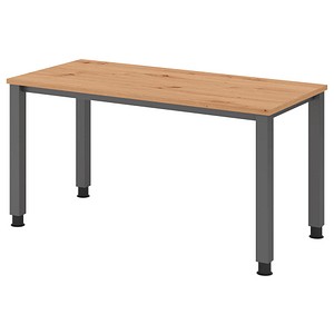 HAMMERBACHER QS614 Schreibtisch asteiche rechteckig, 4-Fuß-Gestell grau 140,0 x 67,2 cm