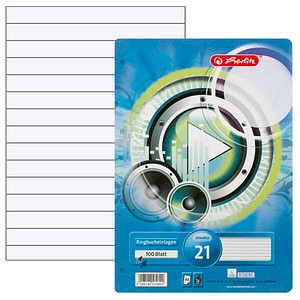 herlitz Ringbucheinlagen A4 liniert, 100 Blätter