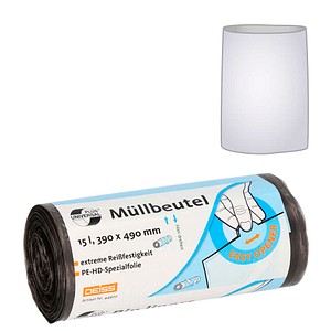 DEISS Müllbeutel UNIVERSAL PLUS® 15,0 l grau 6 µm, 50 St.