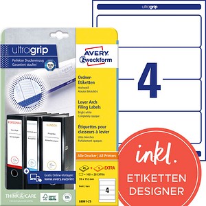 AVERY Zweckform Ordneretiketten L6061-25 weiß, 30 Blatt