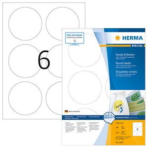 HERMA Etiketten 4478 weiß 85,0 x 85,0 mm, 100 Blatt