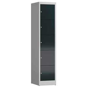 ClassiX Schließfachschrank anthrazit, lichtgrau X-523518, 5 Schließfächer 41,5 x 50,0 x 180,0 cm