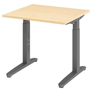 HAMMERBACHER VXB08 höhenverstellbarer Schreibtisch ahorn quadratisch, C-Fuß-Gestell grau 80,0 x 80,0 cm