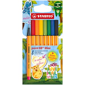 STABILO point 88 Mini Animal Vibes  Fineliner farbsortiert 0,4 mm, 8 St.