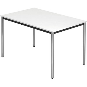 HAMMERBACHER Konferenztisch VDR12 weiß rechteckig, Rundrohr chrom, 120,0 x 80,0 x 72,0 cm