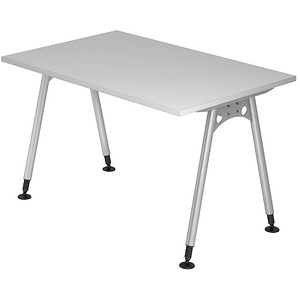 HAMMERBACHER AS12 höhenverstellbarer Schreibtisch lichtgrau rechteckig, A-Fuß-Gestell silber 120,0 x 80,0 cm