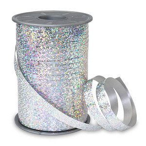 PRÄSENT Geschenkband HOLLY Holographic silber 10 mm x 200 m