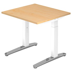 HAMMERBACHER VXB08 höhenverstellbarer Schreibtisch ahorn quadratisch, C-Fuß-Gestell weiß 80,0 x 80,0 cm
