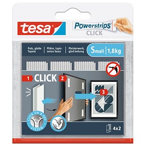 tesa Powerstrips SMALL Click Klebestreifen für max. 1,8 kg, 2,0 x 6,0 cm, 4 St.