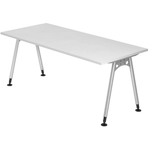 HAMMERBACHER AS19 höhenverstellbarer Schreibtisch weiß rechteckig, A-Fuß-Gestell silber 180,0 x 80,0 cm