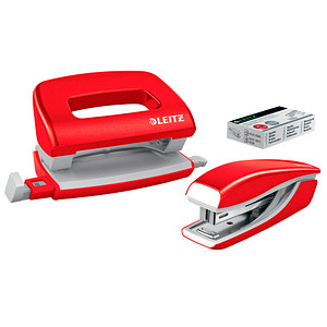 LEITZ Locher und Heftgeräte Set NeXXt WOW rot-metallic