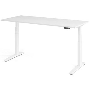 HAMMERBACHER XBHM19 elektrisch höhenverstellbarer Schreibtisch weiß rechteckig, C-Fuß-Gestell weiß 180,0 x 80,0 cm