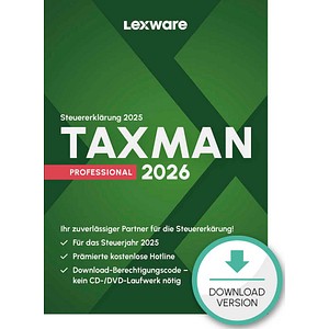 LEXWARE TAXMAN professional 2026 (für das Steuerjahr 2025) Software Vollversion (Download-Link)