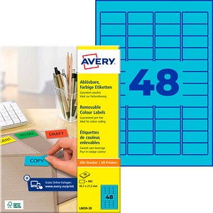 AVERY Zweckform Etiketten L6039-20 blau 45,7 x 21,2 mm, 20 Blatt