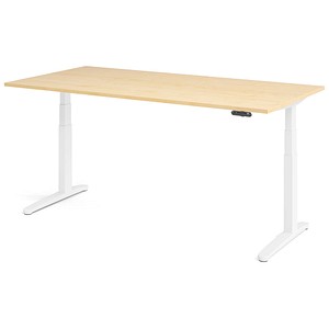 HAMMERBACHER XBHM2E elektrisch höhenverstellbarer Schreibtisch ahorn rechteckig, C-Fuß-Gestell weiß 200,0 x 100,0 cm