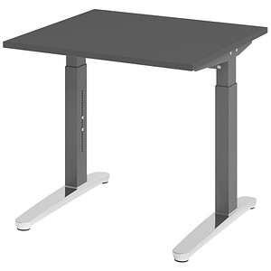 HAMMERBACHER VXB08 höhenverstellbarer Schreibtisch grafit quadratisch, C-Fuß-Gestell grau 80,0 x 80,0 cm