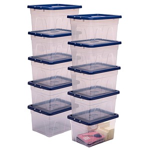 Bankers Box Aufbewahrungsboxen 22,0 l transparent, blau 32,0 x 40,0 x 24,5 cm, 10 St.