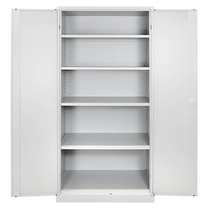 ADB Stahlschrank 40750 lichtgrau 4 Fachböden 92,0 x 50,0 x 195,0 cm, aufgebaut, 1 St.