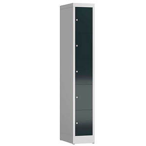 ClassiX Schließfachschrank anthrazit, lichtgrau X-520518, 5 Schließfächer 31,0 x 50,0 x 180,0 cm