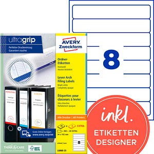 AVERY Zweckform Ordneretiketten L6060-25 weiß, 30 Blatt
