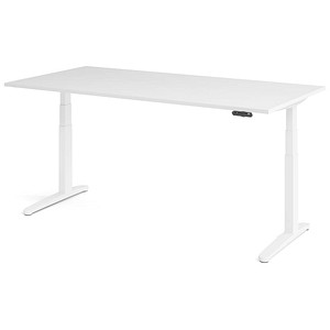 HAMMERBACHER XBHM2E elektrisch höhenverstellbarer Schreibtisch weiß rechteckig, C-Fuß-Gestell weiß 200,0 x 100,0 cm