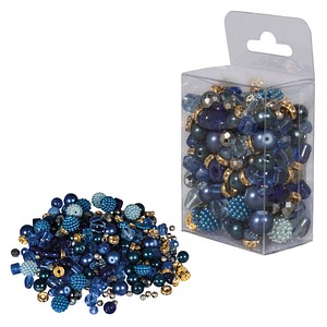 Rayher Perlen-Set Glasperlenmix mit Effektperlen royalblau