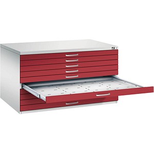 CP 7200 Planschrank lichtgrau, rubinrot 10 Schubladen 135,0 x 96,0 x 76,0 cm, 1 St.