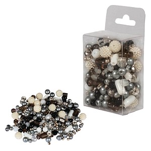 Rayher Perlen-Set Glasperlenmix mit Effektperlen schwarz/weiß