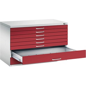 CP 7100 Planschrank lichtgrau, rubinrot 8 Schubladen 110,0 x 76,5 x 76,0 cm, 1 St.