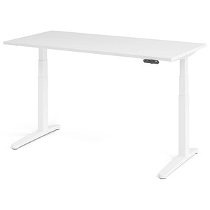 HAMMERBACHER XBHM16 elektrisch höhenverstellbarer Schreibtisch weiß rechteckig, C-Fuß-Gestell weiß 160,0 x 80,0 cm