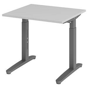 HAMMERBACHER VXB08 höhenverstellbarer Schreibtisch lichtgrau quadratisch, C-Fuß-Gestell grau 80,0 x 80,0 cm