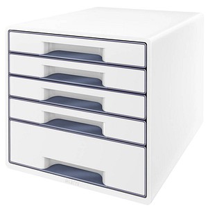 LEITZ Schubladenbox WOW Cube  perlweiß/grau 52142001, DIN A4 mit 5 Schubladen