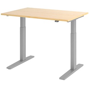 HAMMERBACHER XMKA12 elektrisch höhenverstellbarer Schreibtisch ahorn rechteckig, C-Fuß-Gestell silber 120,0 x 80,0 cm