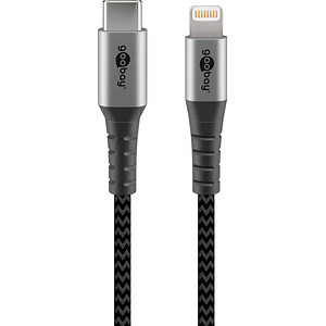 goobay Lightning/USB C Kabel 2,0 m grau, schwarz