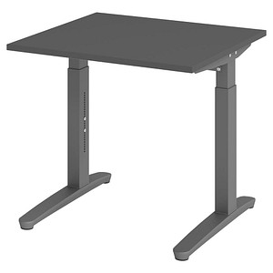 HAMMERBACHER VXB08 höhenverstellbarer Schreibtisch grafit quadratisch, C-Fuß-Gestell grau 80,0 x 80,0 cm