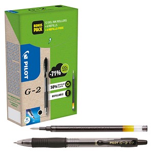 PILOT G2 Greenpack Gelschreiber-Set schwarz/transparent 0,4 mm, Schreibfarbe: schwarz, 1 Set