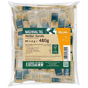 HELLMA  Weißer Kandis Zuckersticks, 80x 6,0 g