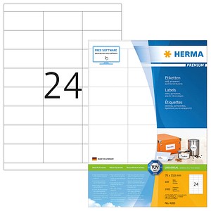 2.400 HERMA Etiketten 4263 weiß 70,0 x 33,8 mm