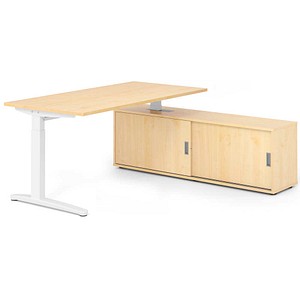HAMMERBACHER XBE16SB höhenverstellbarer Schreibtisch ahorn rechteckig, C-Fuß-Gestell weiß 160,0 x 80,0 cm