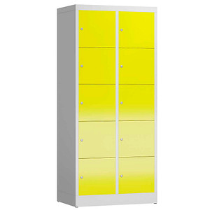 ClassiX Schließfachschrank lichtgrau, zinkgelb X-523526, 10 Schließfächer 80,0 x 50,0 x 180,0 cm