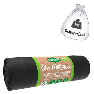 Öko-Schwerlastsäcke 240,0 l schwarz 60 µm, 6 St.