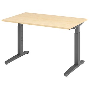 HAMMERBACHER VXB12 höhenverstellbarer Schreibtisch ahorn rechteckig, C-Fuß-Gestell grau 120,0 x 80,0 cm