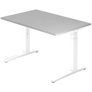 HAMMERBACHER VXB12 höhenverstellbarer Schreibtisch lichtgrau rechteckig, C-Fuß-Gestell weiß 120,0 x 80,0 cm