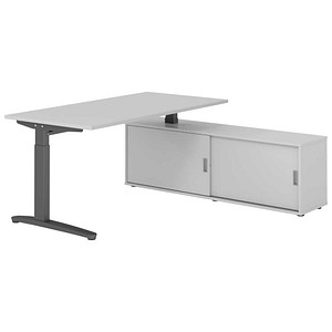 HAMMERBACHER XBE16SB höhenverstellbarer Schreibtisch lichtgrau rechteckig, C-Fuß-Gestell grau 160,0 x 80,0 cm