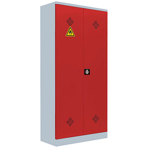 LÜLLMANN Umweltschrank 566254 feuerrot, lichtgrau 4 Fachböden 91,6 x 42,2 x 195,0 cm, aufgebaut, 1 St.