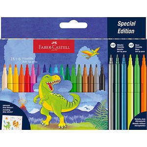 AKTION: FABER-CASTELL Dino Filzstifte farbsortiert, 24 St. + GRATIS Dinosticker