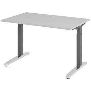 HAMMERBACHER VXB012 höhenverstellbarer Schreibtisch lichtgrau rechteckig, C-Fuß-Gestell grau 120,0 x 80,0 cm