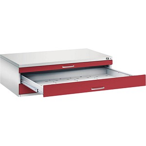 CP 7200 Planschrank lichtgrau, rubinrot 3 Schubladen 135,0 x 96,0 x 42,0 cm, 1 St.