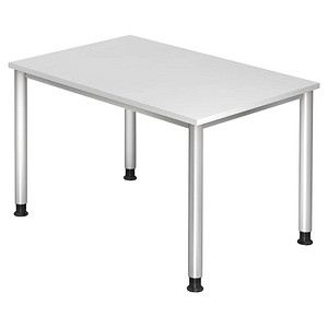 HAMMERBACHER Orbis höhenverstellbarer Schreibtisch weiß rechteckig, 4-Fuß-Gestell silber 120,0 x 80,0 cm